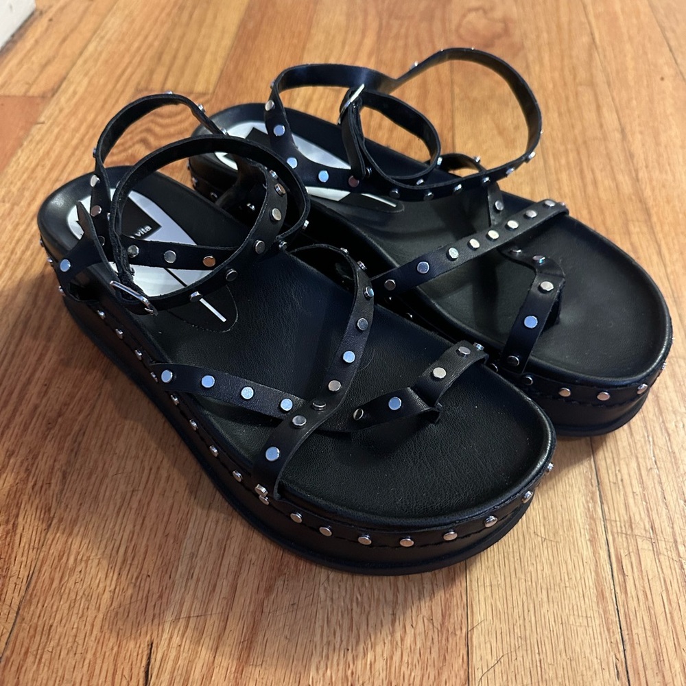 Dolce Vita Welma Womens Leather Ankle Strap Flatform Sandals - size 9